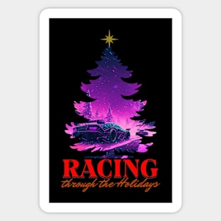 Racing Through The Holidays Christmas Tree Snow Car Racing Xmas Tree Sticker